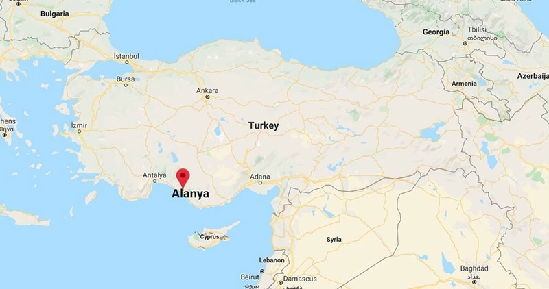 آلانیا روی نقشه ترکیه